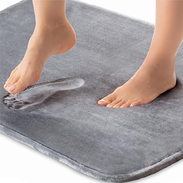 GORILLA GRIP Gorilla Grip Thick Memory Foam Bath Rug - Soft, Absorbent, Machine Washable 30x20 Graphite Gray Mat for Bathroom Decor