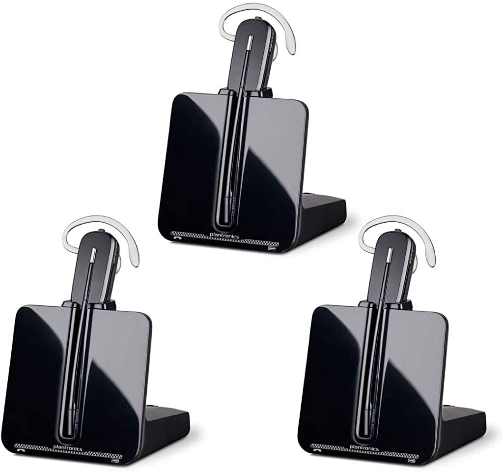 Plantronics CS540 DECT Wireless Headset Convertible 3-Pack for Clear Communication and Comfort