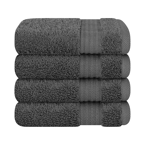 Cotton Paradise Soft & Absorbent 100% Cotton Turkish Washcloths - 4 Pack Dark Gray Hand & Face Towels for Bathroom