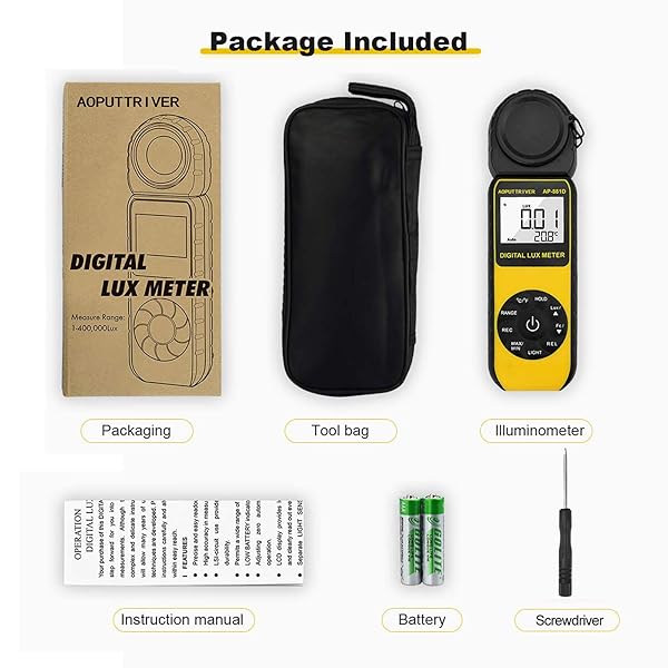 AOPUTTRIVER AP-881D Lux Meter: Accurate Light Measurement for Indoor Plants - 0.01~400,000 Lux, Rotating Sensor & Data Storage - View 8 of 8