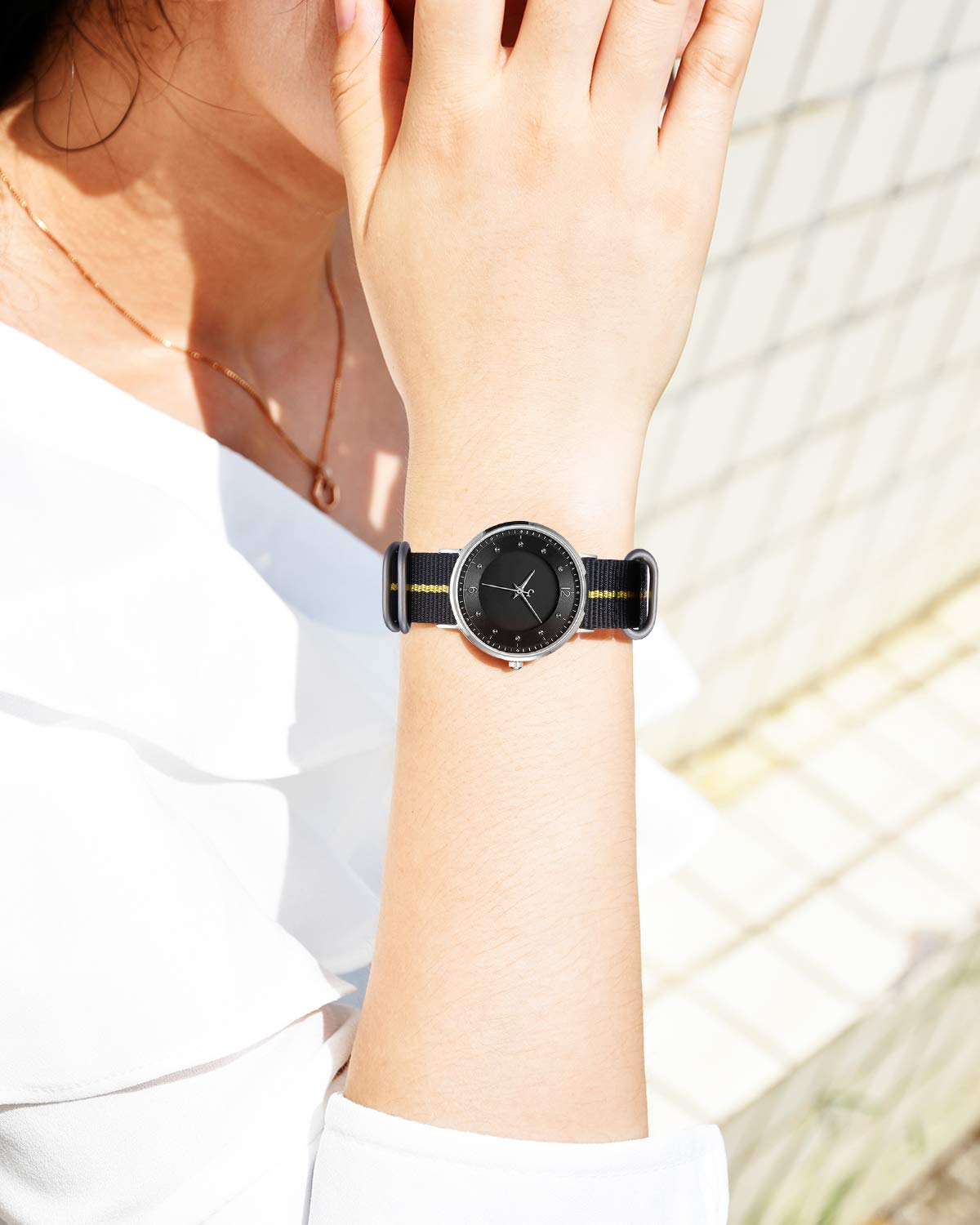 BINLUN BINLUN Thick Nylon Watch Strap Replacement Bands for Men 18mm 20mm 22mm 24mm Military Heavy Duty with Silver Black Stainless Steel Buckle - View 4 of 9