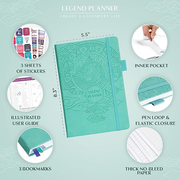 Legend Planner Legend Planner A5 Aquamarine Weekly Monthly Life Planner Organizer Notebook Productivity Journal for Goal Achievement and Happiness - View 4 of 8