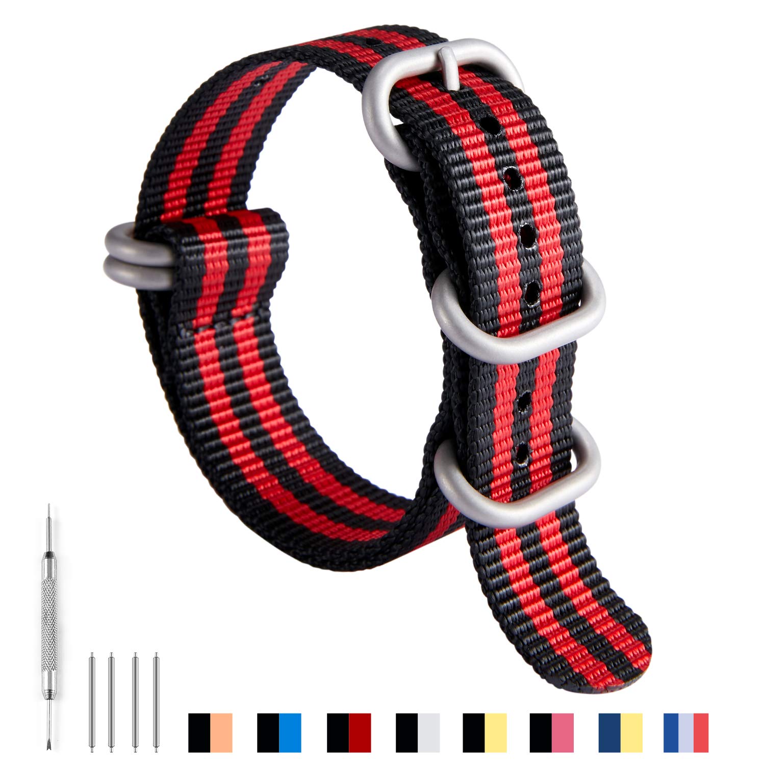 BINLUN BINLUN Premium Nylon Watch Strap Thick Multicolor Bands for Men Women 18mm to 24mm with Heavy Duty Stainless Steel Buckle - View 2 of 9
