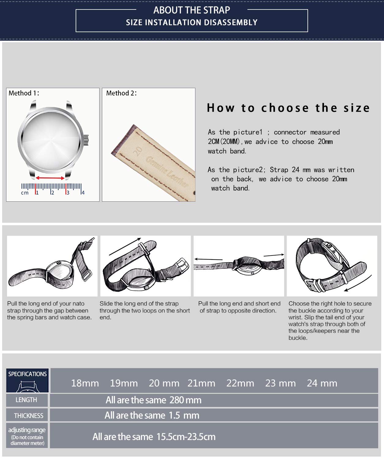 BINLUN BINLUN Premium Nylon Watch Strap Thick Multicolor Bands for Men Women 18mm to 24mm with Heavy Duty Stainless Steel Buckle - View 7 of 9