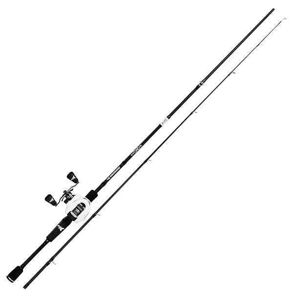 "KastKing Crixus 6'6" Baitcasting Rod & Reel Combo - Medium Heavy, Left-Handed, 2-Piece Fishing Gear"