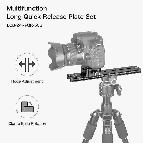 koolehaoda Koolehaoda 240mm Professional Rail Nodal Slide Metal Quick Release Clamp,Dual Dovetail Camera Bracket Mount with Double-Sided Clamp can be Rotated 90°, for Camera with Arca Swiss Compatible - View 4 of 10