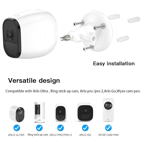 HOLACA HOLACA Security Wall Mount for eufyCam Wyze Cam Arlo and Ring Cameras 3-Pack White - View 2 of 7