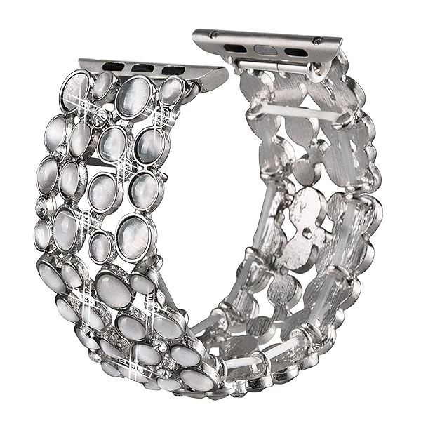 VIQIV VIQIV Bling Bands for Apple Watch 38mm to 49mm Stylish Diamond Bracelet Metal Jewelry Wristband Strap for Women Silver - View 4 of 7