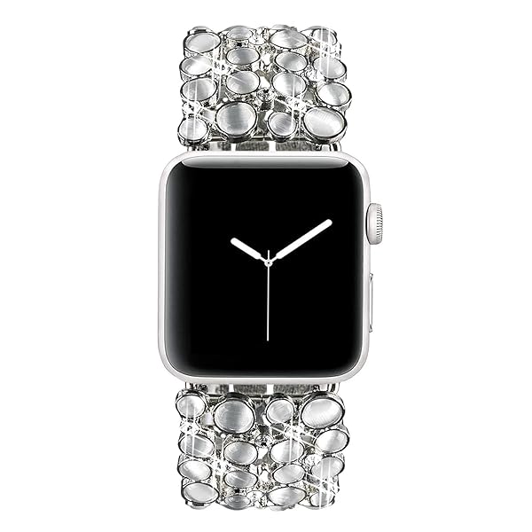 VIQIV VIQIV Bling Bands for Apple Watch 38mm to 49mm Stylish Diamond Bracelet Metal Jewelry Wristband Strap for Women Silver - View 6 of 7