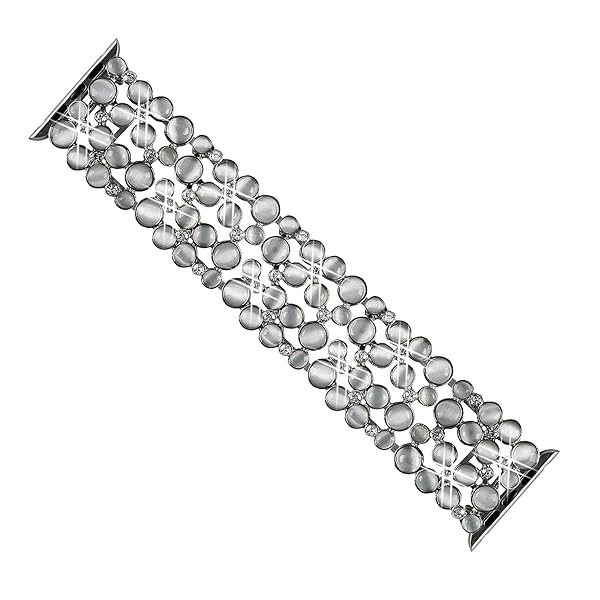 VIQIV VIQIV Bling Bands for Apple Watch 38mm to 49mm Stylish Diamond Bracelet Metal Jewelry Wristband Strap for Women Silver - View 7 of 7