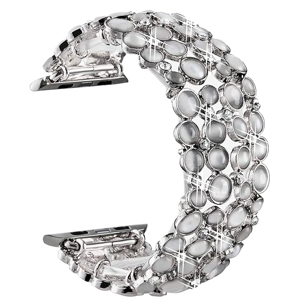 VIQIV VIQIV Bling Bands for Apple Watch 38mm to 49mm Stylish Diamond Bracelet Metal Jewelry Wristband Strap for Women Silver - View 2 of 7