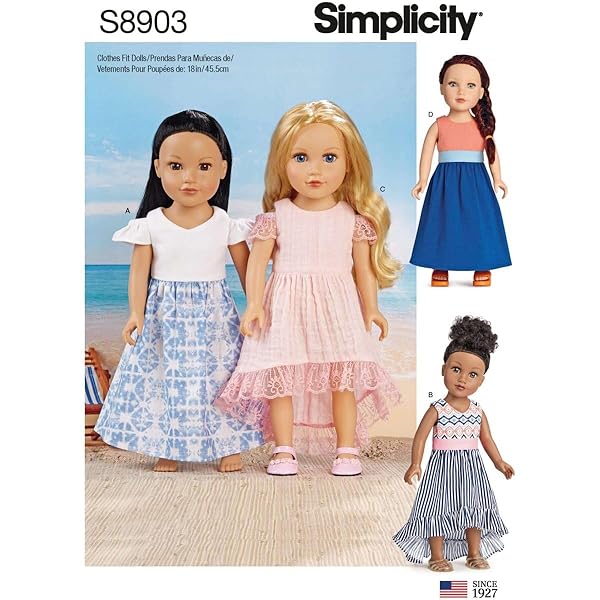 Simplicity Simplicity US8903OS Sewing Pattern S8903 for 18 Inch Doll Clothes in Various Styles White