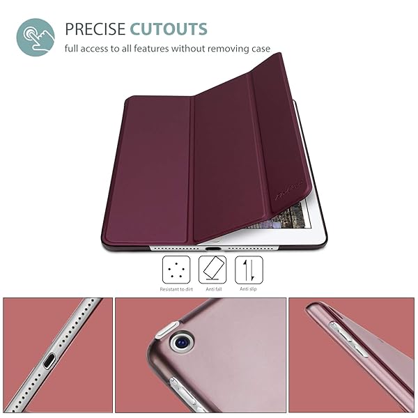 ProCase Procase Smart Case for iPad Air 1st Edition Ultra Slim Lightweight Stand Protective Shell Translucent Frosted Back Cover Wine - View 3 of 7