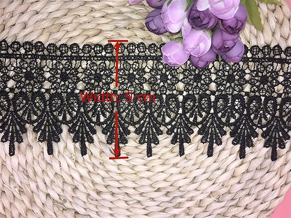 Little lane lace 9CM Width Europe Chips Pattern Inelastic Embroidery Lace Trim for Curtains Tablecloths Bridal DIY Clothing Accessories Ivory 2 Yards - View 2 of 2