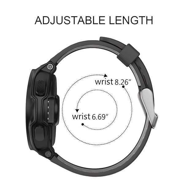 ISABAKE ISABAKE Soft Silicone Watch Band for Garmin Forerunner 735XT/230/220/235/620/630 & Approach S20/S5/S6 - Black Gray Replacement Strap - View 7 of 9