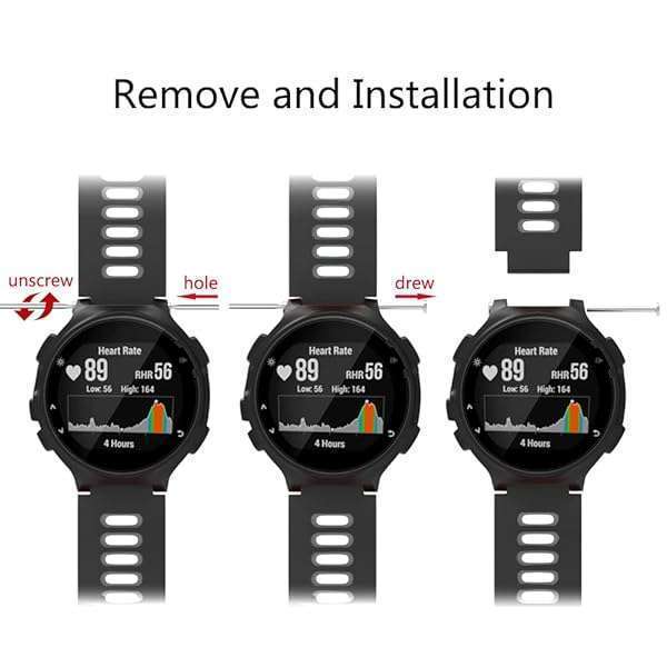 ISABAKE ISABAKE Soft Silicone Watch Band for Garmin Forerunner 735XT/230/220/235/620/630 & Approach S20/S5/S6 - Black Gray Replacement Strap - View 8 of 9