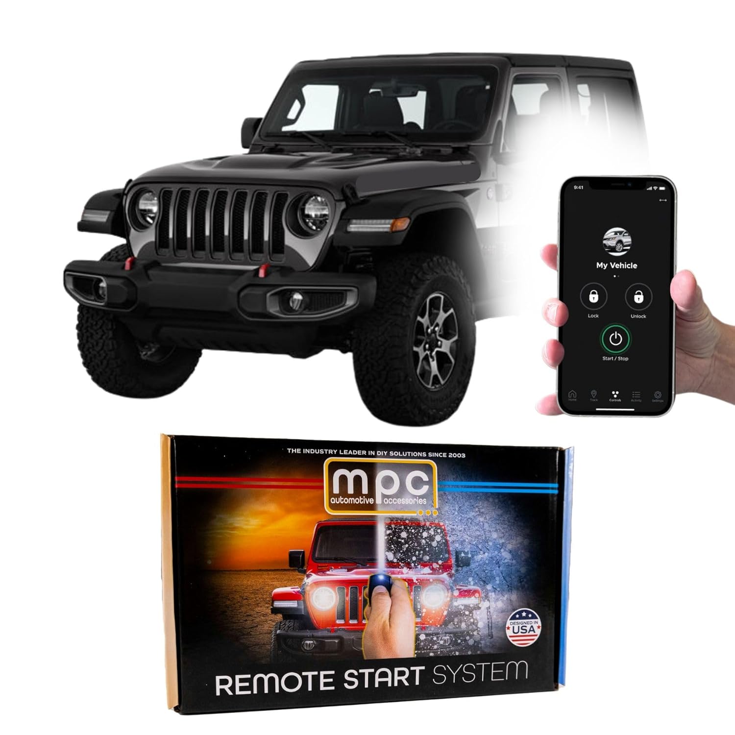 MPC MPC Remote Start Kit for Jeep Wrangler 2007-2018 with Phone App Control and Plug and Play Installation