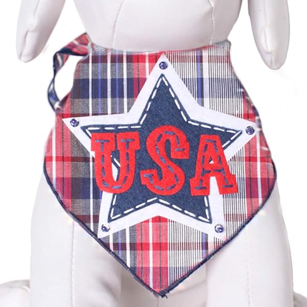 Tail Trends Tail Trends Dog Bandanas for 4th of July Independence Day Applique Designs for Medium to Large Dogs 100 Cotton