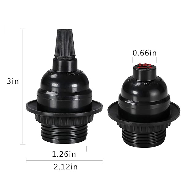 Aplstar Aplstar Black E26 E27 Light Sockets Retro Edison Lamp Holder Heat Resistant 8 Pack for Vintage Bulbs Pendant Lighting - View 2 of 6