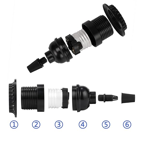 Aplstar Aplstar Black E26 E27 Light Sockets Retro Edison Lamp Holder Heat Resistant 8 Pack for Vintage Bulbs Pendant Lighting - View 3 of 6