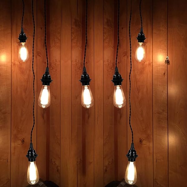 Aplstar Aplstar Black E26 E27 Light Sockets Retro Edison Lamp Holder Heat Resistant 8 Pack for Vintage Bulbs Pendant Lighting - View 6 of 6