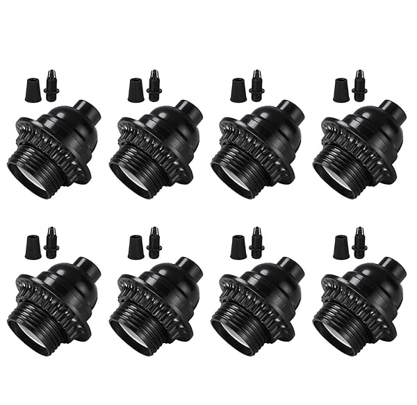 Aplstar Aplstar Black E26 E27 Light Sockets Retro Edison Lamp Holder Heat Resistant 8 Pack for Vintage Bulbs Pendant Lighting