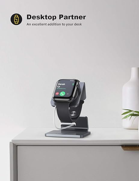 Lamicall Lamicall Apple Watch Charging Stand Dock Compatible with Series 7 SE 6 5 4 3 2 1 44mm 42mm 40mm 38mm Desk Holder Gary - View 5 of 8