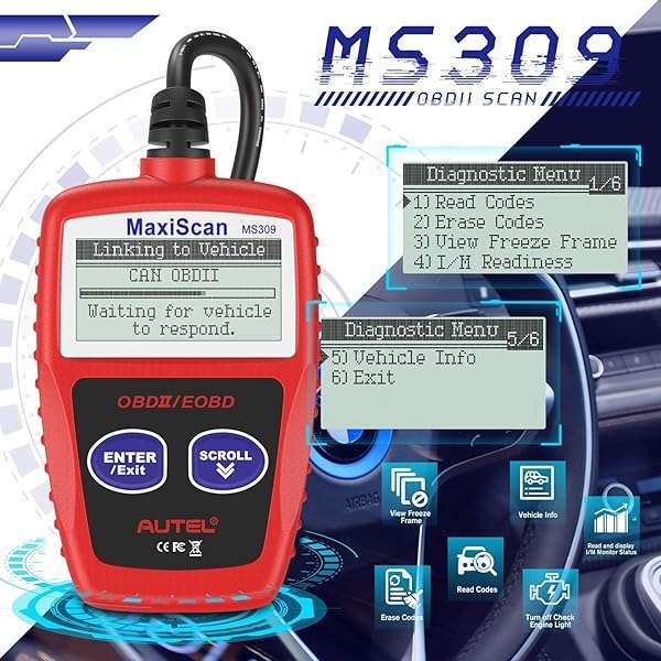 Autel Autel MS309 OBD2 Scanner: Universal Car Engine Fault Code Reader & Check Engine Light Tool - View 5 of 11