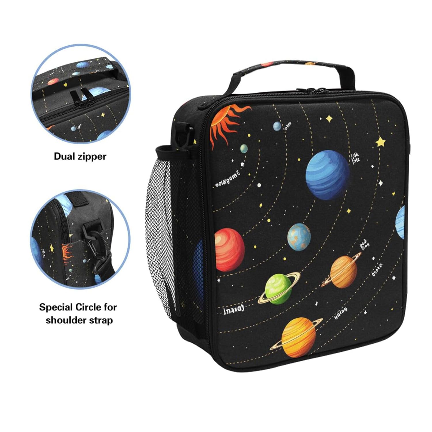 AUUXVA AUUXVA Insulated Lunch Bag Box Galaxy Solar System Zipper Cooler Tote with Shoulder Strap for Men and Women - View 2 of 6