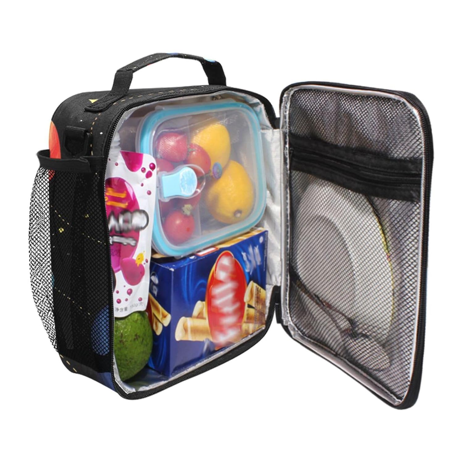 AUUXVA AUUXVA Insulated Lunch Bag Box Galaxy Solar System Zipper Cooler Tote with Shoulder Strap for Men and Women - View 4 of 6