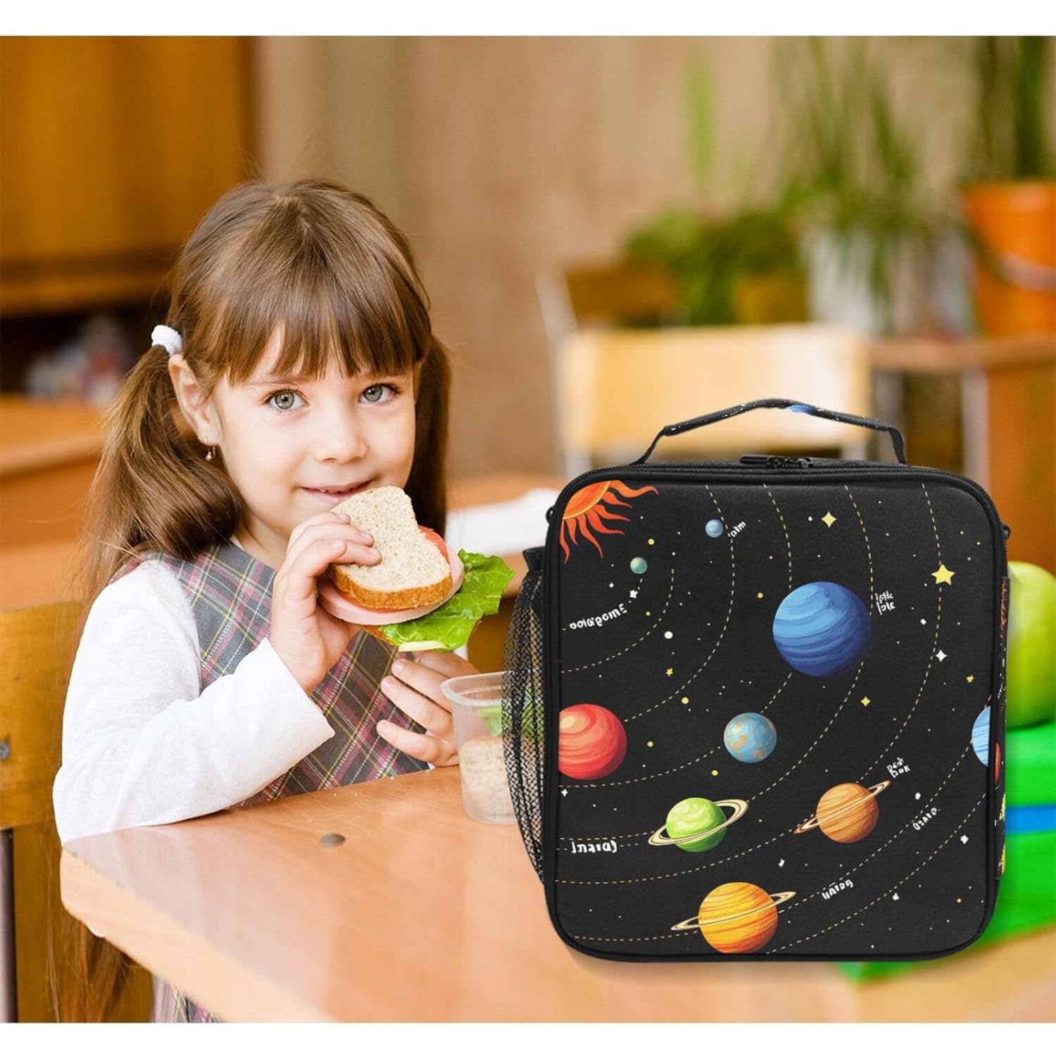 AUUXVA AUUXVA Insulated Lunch Bag Box Galaxy Solar System Zipper Cooler Tote with Shoulder Strap for Men and Women - View 6 of 6