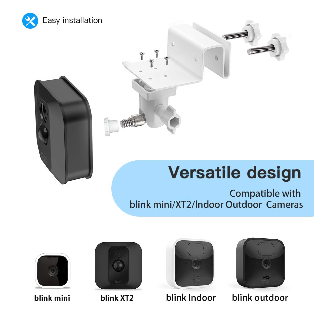 HOLACA HOLACA Gutter Mount for Blink Outdoor Camera Weatherproof Wall Mount for Blink XT2 Blink Outdoor 4 3 Blink Mini 2 1 Indoor Smart Camera 2 Pack White - View 2 of 6