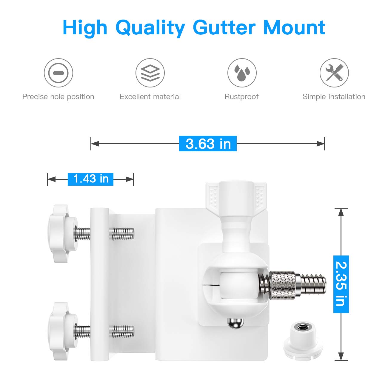 HOLACA HOLACA Gutter Mount for Blink Outdoor Camera Weatherproof Wall Mount for Blink XT2 Blink Outdoor 4 3 Blink Mini 2 1 Indoor Smart Camera 2 Pack White - View 5 of 6