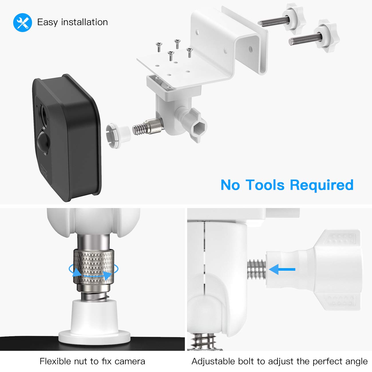 HOLACA HOLACA Gutter Mount for Blink Outdoor Camera Weatherproof Wall Mount for Blink XT2 Blink Outdoor 4 3 Blink Mini 2 1 Indoor Smart Camera 2 Pack White - View 6 of 6