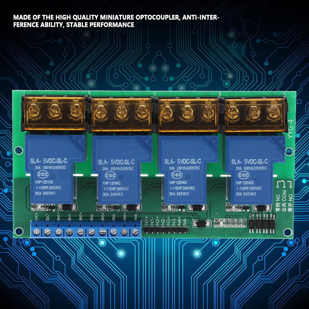 YWBL-WH YWBL-WH 30A 4 Channel Relay Module Expansion Board with Optocoupler for DSP AVR ARM 5VDC High Performance Control Solution - View 4 of 8