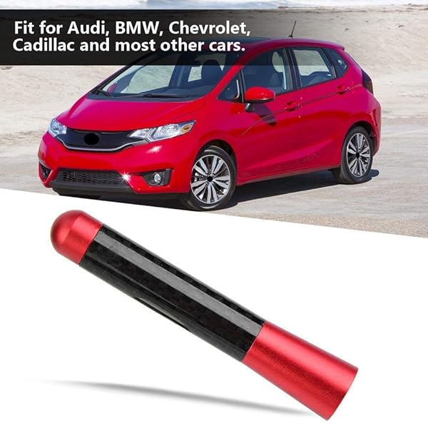 Acouto Acouto 3-Inch Carbon Fiber Car Antenna - Universal Short Aerial Replacement (Red) for Enhanced Radio Reception - View 4 of 10