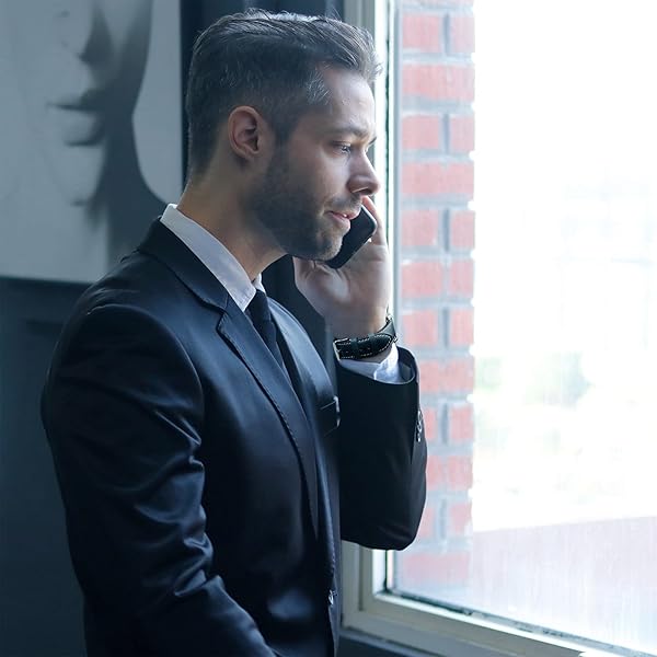 WOCCI WOCCI 22mm Leather Replacement Watch Band for Men Midnight Blue Business Style with Silver Buckle - View 6 of 9