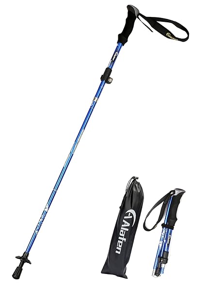 A ALAFEN ALAFEN Ultralight Collapsible Aluminum Trekking Pole for Men & Women - Blue Travel Hiking Gear