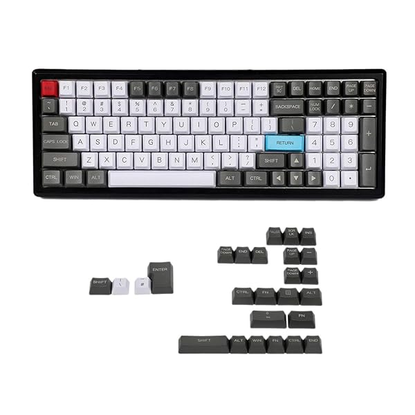 YMDK YMDK OEM 125 Keys PBT Keycaps - Custom White Gray Red Dye Sublimation for MX Keyboards (ANSI/ISO Compatible)