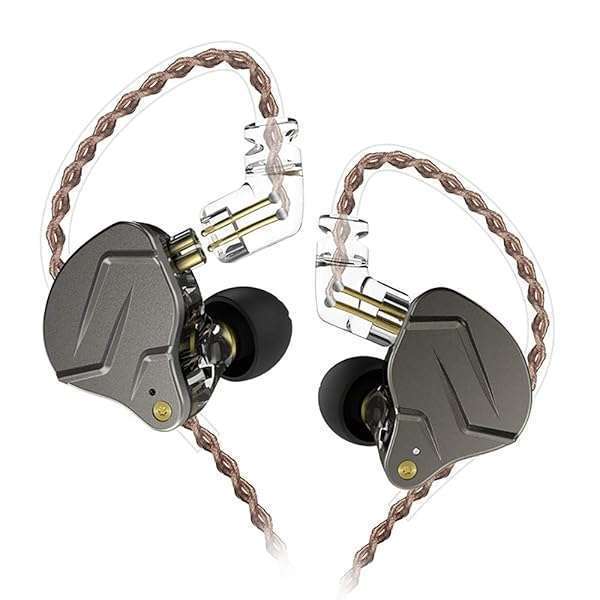 erjigo ERJIGO KZ ZSN Pro Dual Driver In-Ear Earphones - Tangle-Free, Detachable Cable for Musicians (Gray, No Mic)