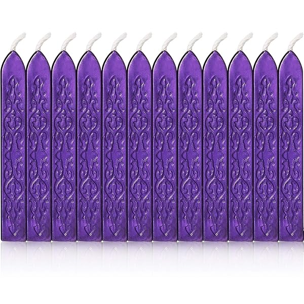 Bememo Bememo 12 Pieces Purple Sealing Wax Sticks with Wicks for Antique Fire Manuscript Stamp