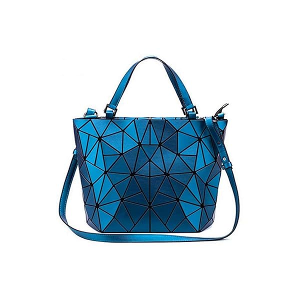 Kbinter Shop Kbinter Geometric Luminous Handbags: Eco-Friendly Rainbow Holographic Purses in Blue
