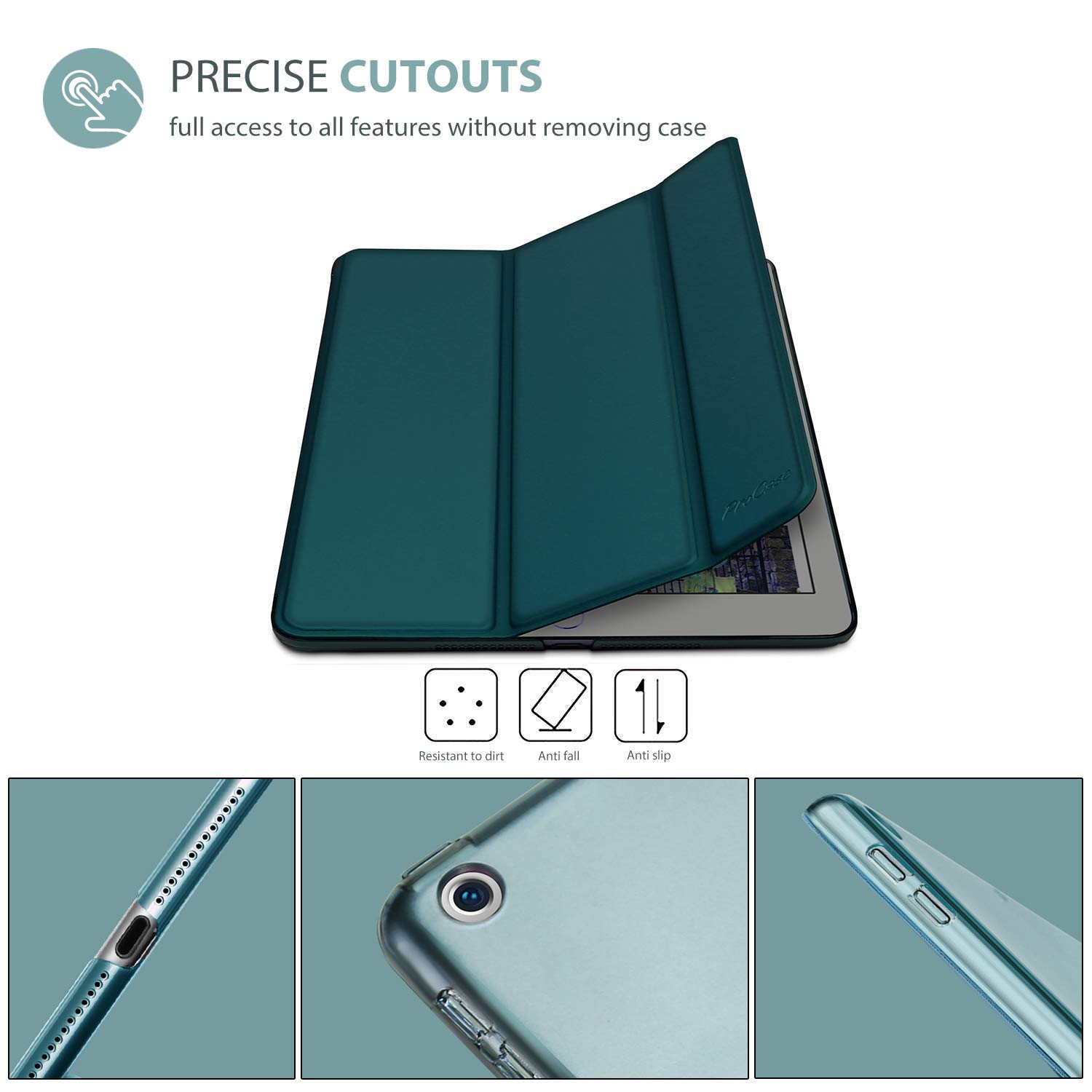 ProCase ProCase Smart Case for iPad 9.7 Inch 6th 5th Generation Ultra Slim Lightweight Stand Cover Emerald - View 3 of 9