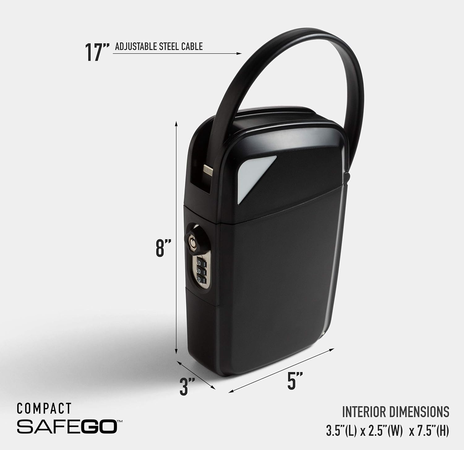 SAFEGO Portable Indoor/Outdoor Lock Box Safe with Key and Combination Access (Compact, Black) - View 5 of 8