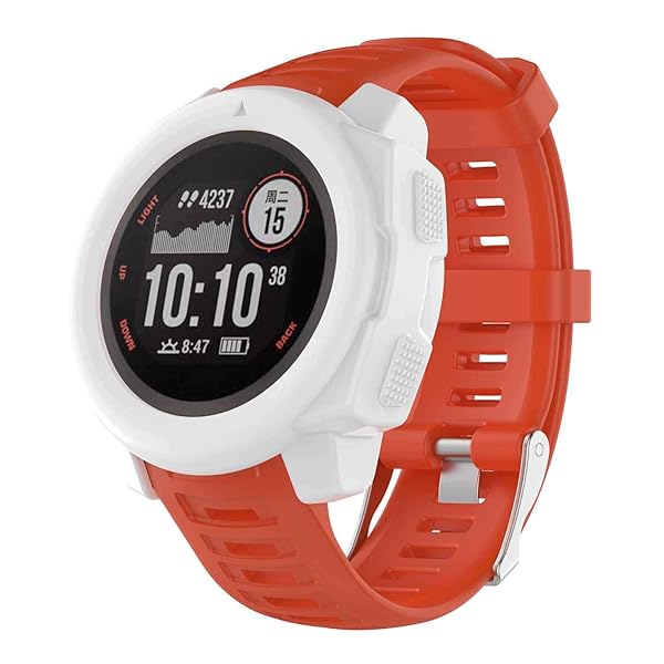 Lemspum Garmin Instinct Silicone Protective Cover Cases - Anti-Scratch Bezel Protector in White, Navy & Red - View 4 of 10