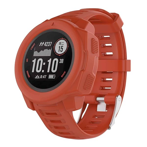 Lemspum Garmin Instinct Silicone Protective Cover Cases - Anti-Scratch Bezel Protector in White, Navy & Red - View 8 of 10