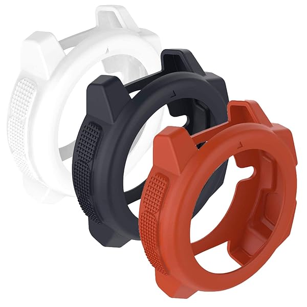 Garmin Instinct Silicone Protective Cover Cases - Anti-Scratch Bezel Protector in White, Navy & Red