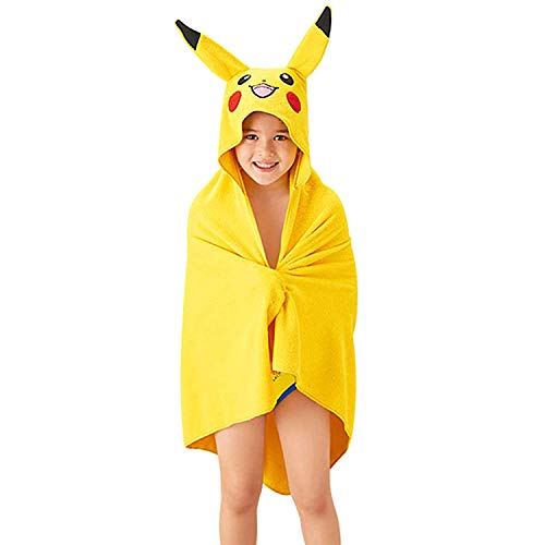 Franco "Pokemon Pikachu Hooded Towel Wrap - Soft Cotton Terry for Bath, Pool & Beach | 24" x 50" by Franco Kids"