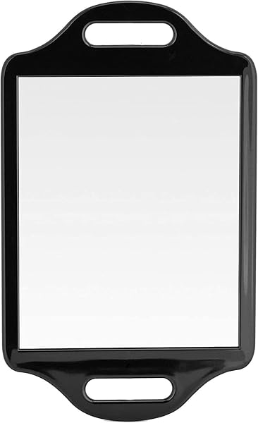 MIRRORVANA "Mirrorvana X-Large Handheld Barber Mirror - 14"x8.5" for Men's Haircuts & Salon Use - Double Comfy Handles (Black)"