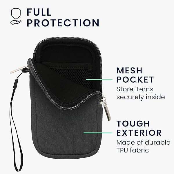 kwmobile "kwmobile Neoprene Phone Pouch M - 5.5" Universal Cell Sleeve with Zipper & Wrist Strap - Grey Mobile Bag" - View 5 of 10